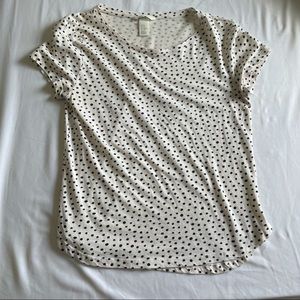 H&M White Black Spotted Polka Dot Top Shirt Size XS